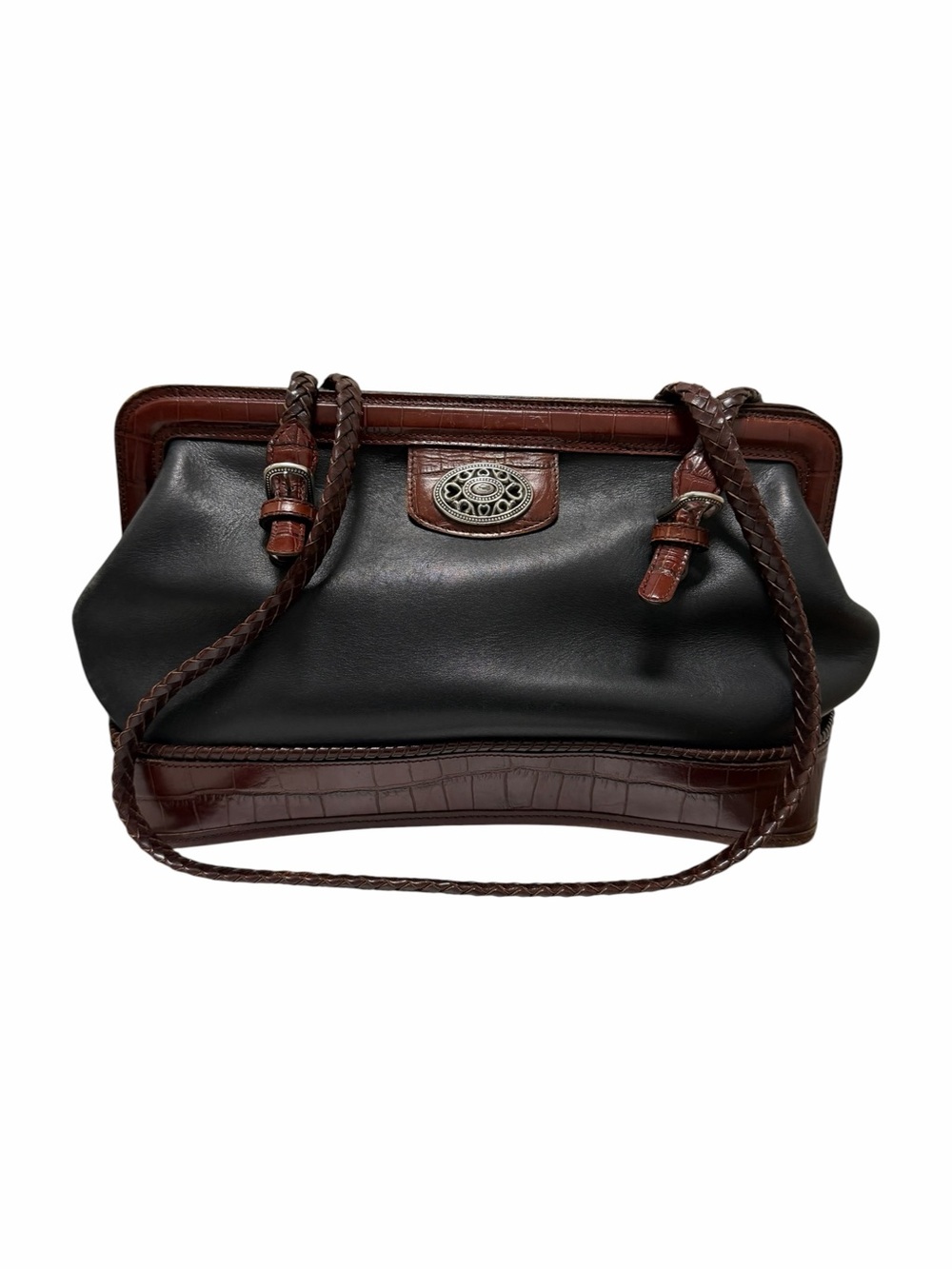 Brighton Brown/Black Leather Shoulder Handbag